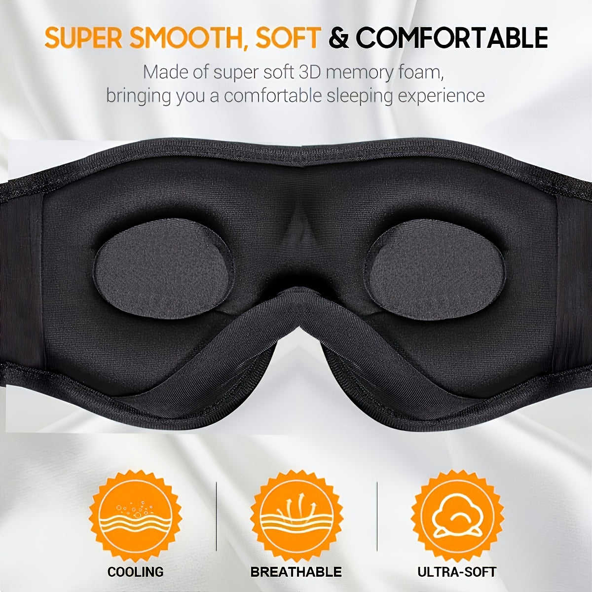 1pc Wireless Sleep Mask with 5.2 BT Headphones, Best Music Sleep Mask, 3D Sleeping Mask for Women & Men